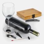 Kit Vinho com Estojo em Bambu Personalizado - MPV-00843 para Brindes de Eventos e Feiras da Zen Brindes.