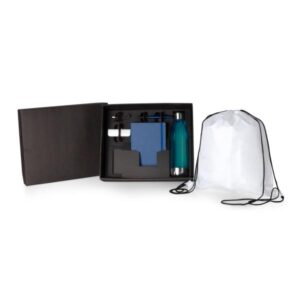 Kit de Boas-Vindas Personalizado Azul e Branco 5 Peças - MKT-90221 para Brindes de Eventos e Feiras da Zen Brindes.