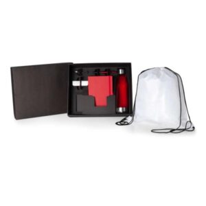 Kit de Boas-Vindas Personalizado Vermelho e Branco 5 Peças - MKT-90222 para Brindes de Eventos e Feiras da Zen Brindes.
