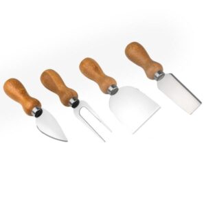 Kit de Faca Inox e Madeira 4 Peças Personalizado - MCJ-00043-900 para Brindes de Eventos e Feiras da Zen Brindes.
