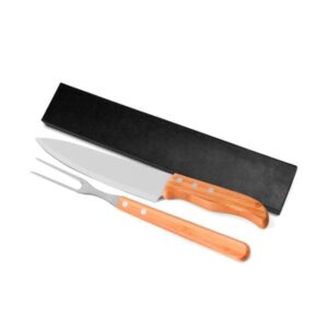 Kit de Garfo e Faca 8" em Bambu Personalizado - MKF-90833 para Brindes de Eventos e Feiras da Zen Brindes.