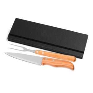 Kit de Garfo e Faca Inox e Bambu Personalizado - MPB-31063 para Brindes de Eventos e Feiras da Zen Brindes.