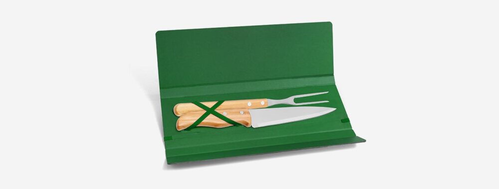 Kit de Garfo e Faca Inox e Bambu Personalizado - MPB-35063 para Brindes de Eventos e Feiras da Zen Brindes.
