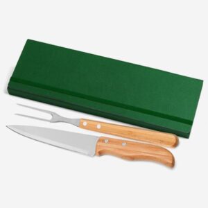 Kit de Garfo e Faca Inox e Bambu Personalizado - MPB-35063 para Brindes de Eventos e Feiras da Zen Brindes.