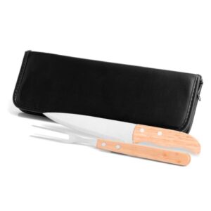 Kit de Garfo e Faca Inox e Madeira Personalizado - MPB-00066 para Brindes de Eventos e Feiras da Zen Brindes.
