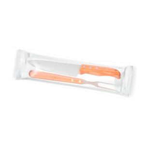 Kit de Garfo e Faca Personalizado 8" em Bambu e Inox - MKF-90833-EPP para Brindes de Eventos e Feiras da Zen Brindes.