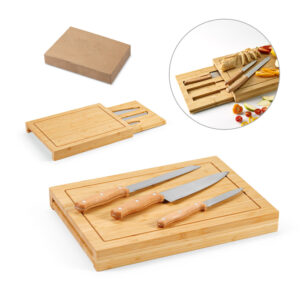 Kit de Tábuas em Bambu Personalizado - S94339 para Brindes de Eventos e Feiras da Zen Brindes.