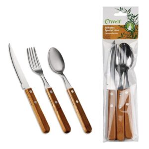 Kit de Talheres Personalizado Inox e Bambu 3 Peças - MUP-33453 para Brindes de Eventos e Feiras da Zen Brindes.