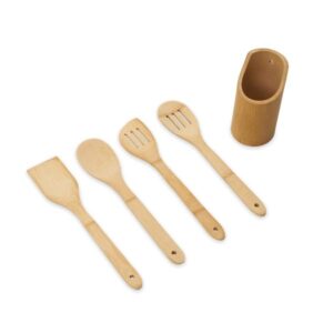 Kit de Utensílios em Bambu Personalizado - MPU-00253 para Brindes de Eventos e Feiras da Zen Brindes.