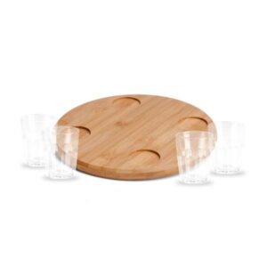 Kit em Bambu com 4 Copos para Dose Personalizado - MPD-15243 para Brindes de Eventos e Feiras da Zen Brindes.