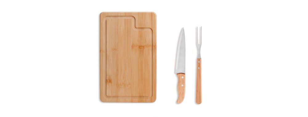 Kit para Churrasco Personalizado em Bambu e Inox - MMX-19066 para Brindes de Eventos e Feiras da Zen Brindes.