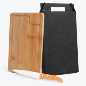 Kit para Churrasco em Bambu e Inox Dallas Personalizado - MMB-19073 para Brindes de Eventos e Feiras da Zen Brindes.