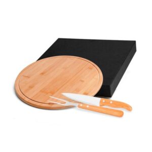 Kit para Churrasco em Bambu e Inox Personalizado - MMB-10063 para Brindes de Eventos e Feiras da Zen Brindes.