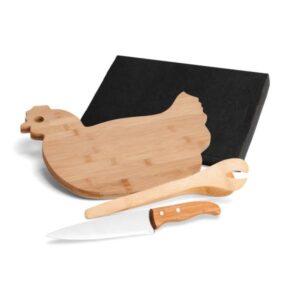 Kit para Cozinha em Bambu e Inox 3 Peças Personalizado - MMB-41313 para Brindes de Eventos e Feiras da Zen Brindes.