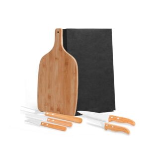 Kit para Cozinha em Bambu e Inox Personalizado - MMB-33153 para Brindes de Eventos e Feiras da Zen Brindes.