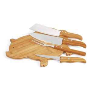 Kit para Cozinha em Bambu e Inox Personalizado - MMB-40683 para Brindes de Eventos e Feiras da Zen Brindes.