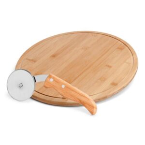 Kit para Pizza em Bambu Napoli 30 Cm Personalizado - MPD-11123 para Brindes de Eventos e Feiras da Zen Brindes.