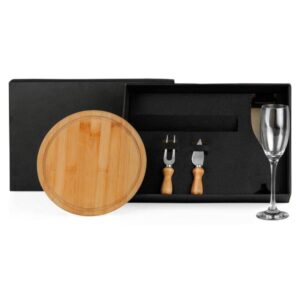 Kit para Queijo em Bambu Personalizado - MKT-9038U para Brindes de Eventos e Feiras da Zen Brindes.