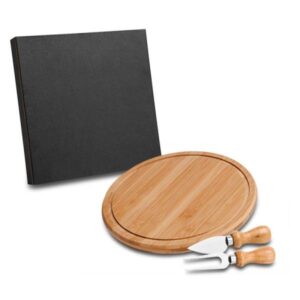 Kit para Queijo em Bambu e Inox Personalizado - MPD-15023 para Brindes de Eventos e Feiras da Zen Brindes.