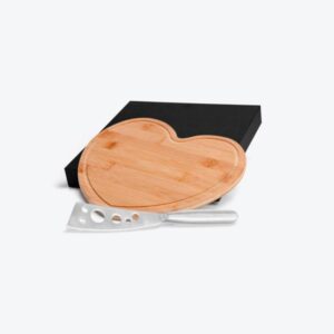 Kit para Queijo em Bambu e Inox Personalizado - MPD-42283 para Brindes de Eventos e Feiras da Zen Brindes.