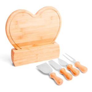 Kit para Queijo em Bambu e Madeira Personalizado - MPD-42143 para Brindes de Eventos e Feiras da Zen Brindes.