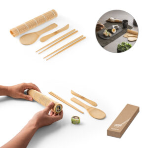 Kit para Sushi em Bambu Personalizado - S94314 para Brindes de Eventos e Feiras da Zen Brindes.