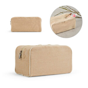 Necessaire Personalizada de Algodão Reciclado e Juta - S92324 para Brindes de Eventos e Feiras da Zen Brindes.