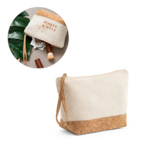 Necessaire Personalizada em Algodão e Cortiça - S92735 para Brindes de Eventos e Feiras da Zen Brindes.