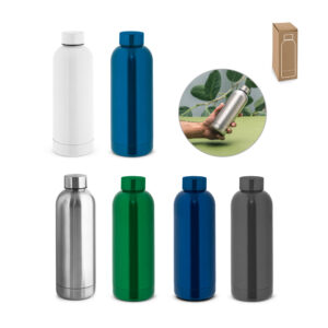 Squeeze Personalizado em Inox Reciclado 550 ml - S94288 para Brindes de Eventos e Feiras da Zen Brindes.