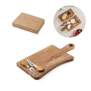 Tábua de Queijos em Madeira de Acácia Personalizada - S54293 para Brindes de Eventos e Feiras da Zen Brindes.