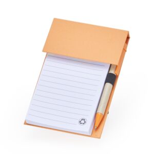 Bloco de Anotações com Autoadesivos e Caneta - X05049 - Laranja -  Brinde Personalizado - Zen Brindes