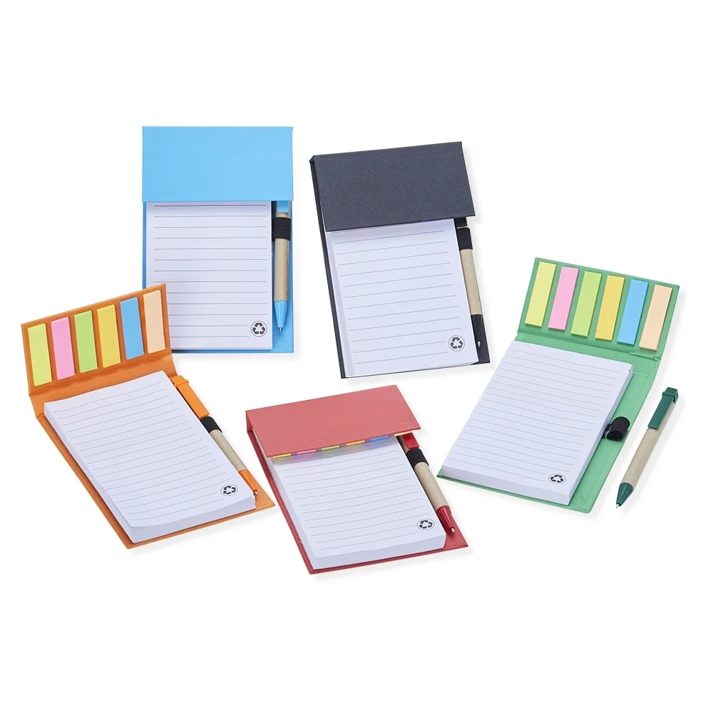 Bloco de Anotações com Autoadesivos e Caneta - X05049 - Escritório e Papelaria Brinde Personalizado - Zen Brindes