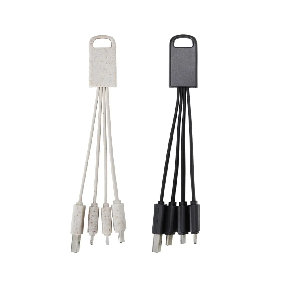 Tipo-C e Micro USB V8 - 3 em 1 Bege na Zen Brindes - Presente Personalizado