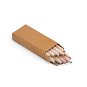 Caixa de cartão com 10 mini lápis de cor Crafti - S51931 - Escritório e Papelaria Brinde Personalizado - Zen Brindes