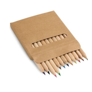 Caixa de cartão com 12 mini lápis de cor Coloured - S51747 - Escritório e Papelaria Brinde Personalizado - Zen Brindes