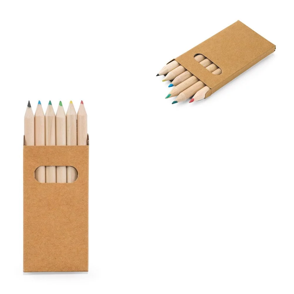 Caixa de cartão com 6 mini lápis de cor Bird - S51750 - Escritório e Papelaria Brinde Personalizado - Zen Brindes