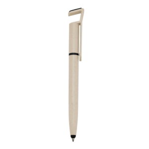 Caneta de Bambu Ecológica Touch com Suporte - X00708T - Bege -  Brinde Personalizado - Zen Brindes