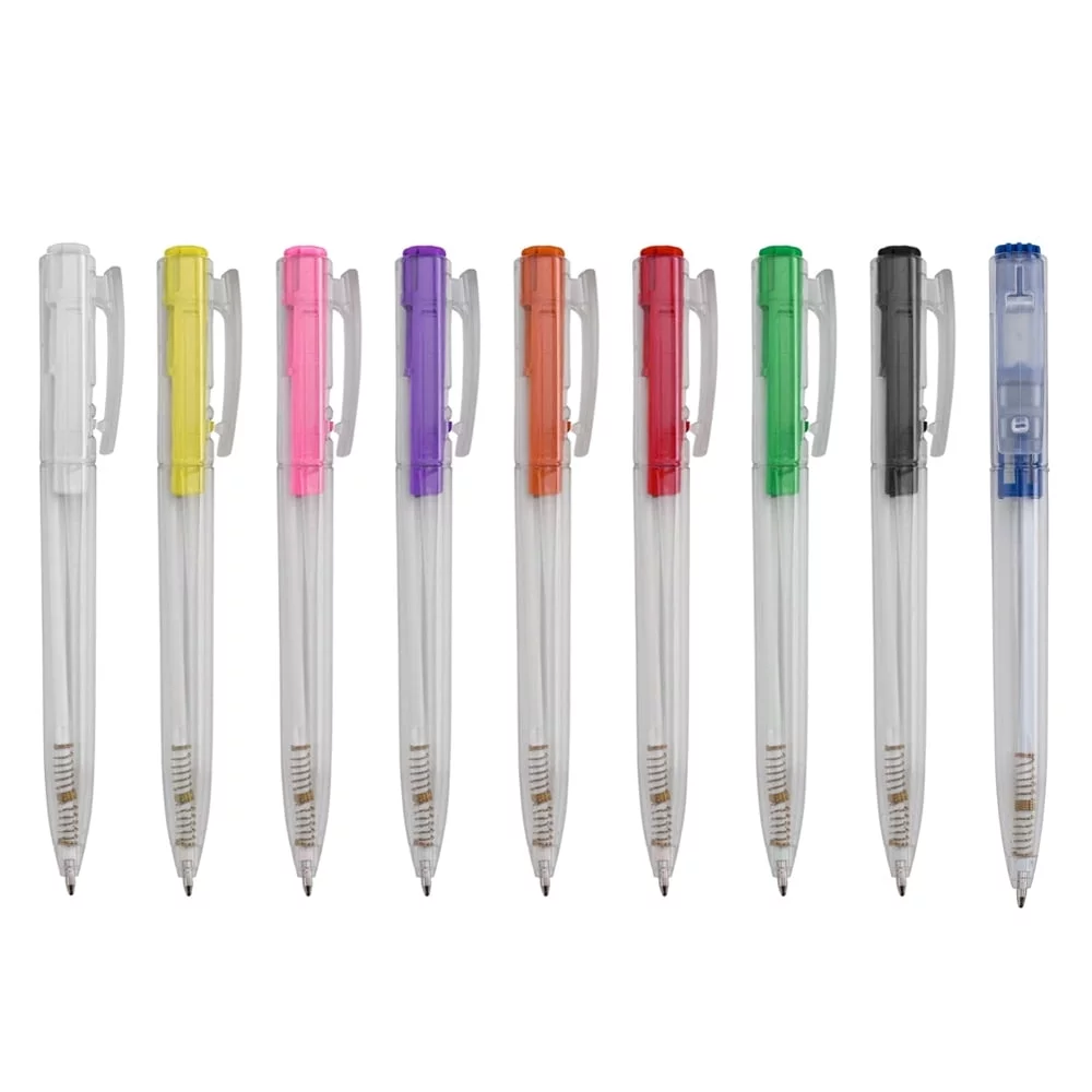 Caneta Plástica Transparente - X01091A - Canetas Brinde Personalizado - Zen Brindes