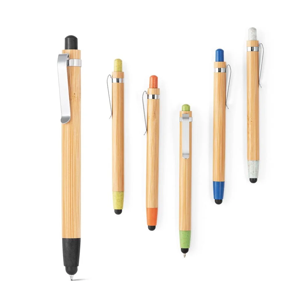Caneta de Bambu Ecológica com Touch Benjamin - S81012 - Canetas Brinde Personalizado - Zen Brindes