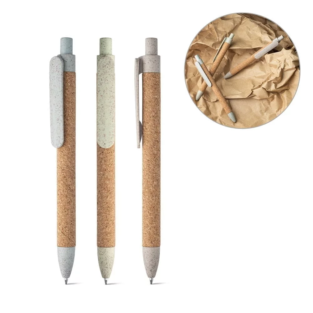 Caneta de Cortiça e Fibra de Palha Goya - S91795 - Canetas Brinde Personalizado - Zen Brindes