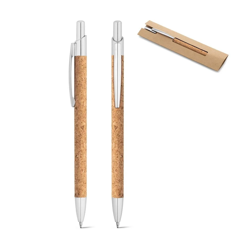 Caneta de Alumínio e Cortiça Natura - S91647 - Canetas Brinde Personalizado - Zen Brindes