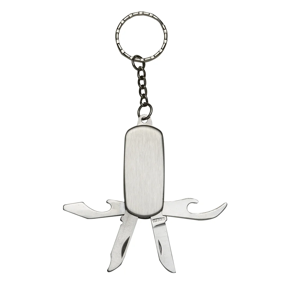 Chaveiro Metal Canivete 4 Funções Prata na Zen Brindes - Presente Personalizado