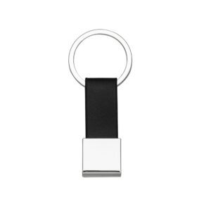 Chaveiro Metal com Couro Preto na Zen Brindes - Presente Personalizado