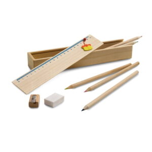 Kit de Desenho Lápis e Estojo de Madeira Poodle - S51756 - Escritório e Papelaria Brinde Personalizado - Zen Brindes