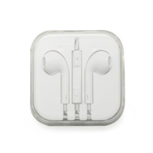 Fone de Ouvido Estéreo com Microfone Branco ou Transparente na Zen Brindes - Presente Personalizado