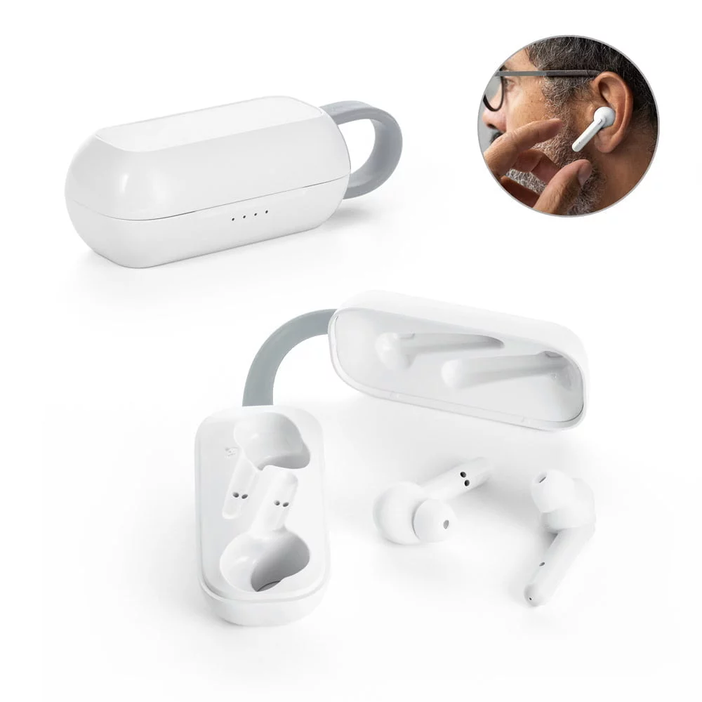 Fone de ouvido wireless Rubin Wh - S57937 - Fones Brinde Personalizado - Zen Brindes