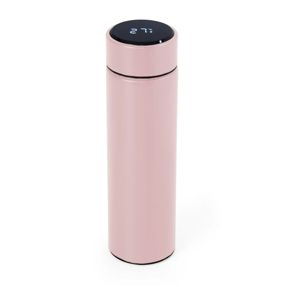 Garrafa Térmica 400ml com Display LED Rosa na Zen Brindes - Presente Personalizado