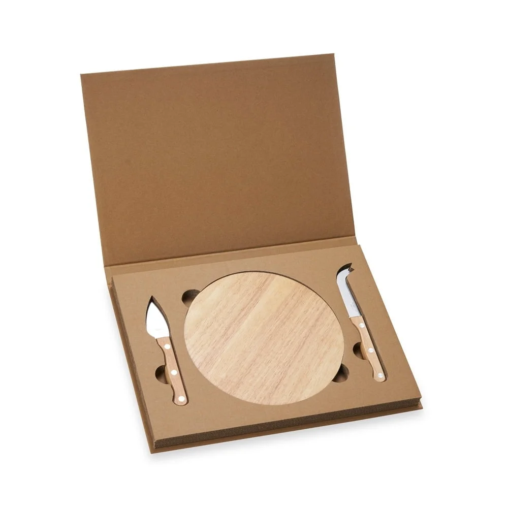 Kit Queijo 3 Peças - X08222 - Vinho e queijo Brinde Personalizado - Zen Brindes