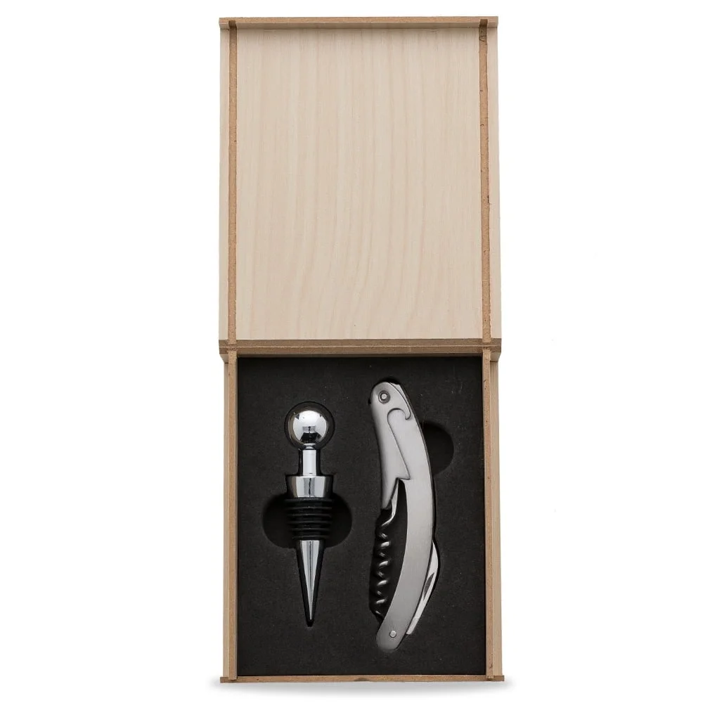 Kit Vinho 2 Peças Prata na Zen Brindes - Presente Personalizado