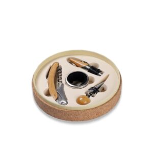 Kit Vinho 4 Peças Bege na Zen Brindes - Presente Personalizado